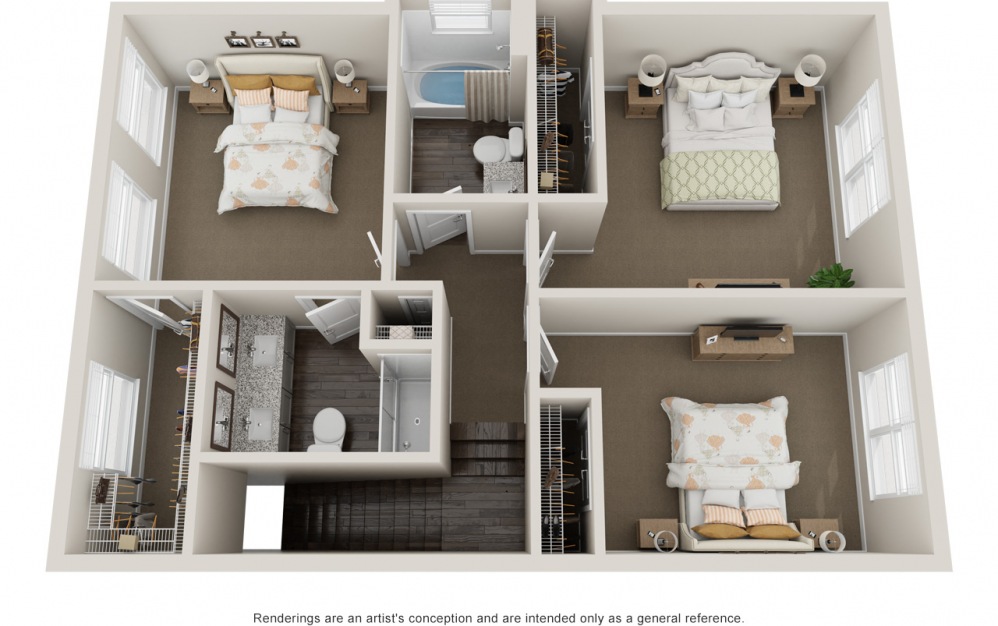 Marion - 3 bedroom floorplan layout with 2.5 baths and 1697 square feet. (Floor 2)